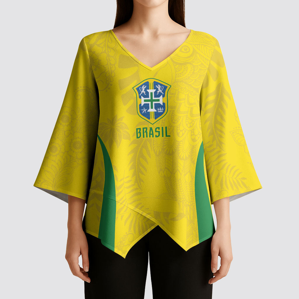 Custom Brasil Concept Parrot Football Kimono Sleeve Blouse Macaw Bird Floral Tribal Edition 2026