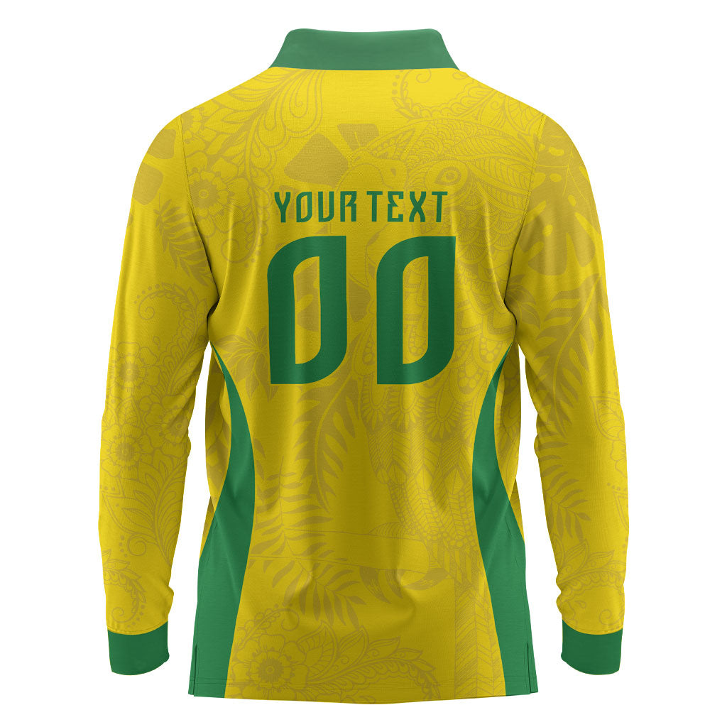 Custom Brasil Concept Parrot Football Long Sleeve Polo Shirt Macaw Bird Floral Tribal Edition 2026