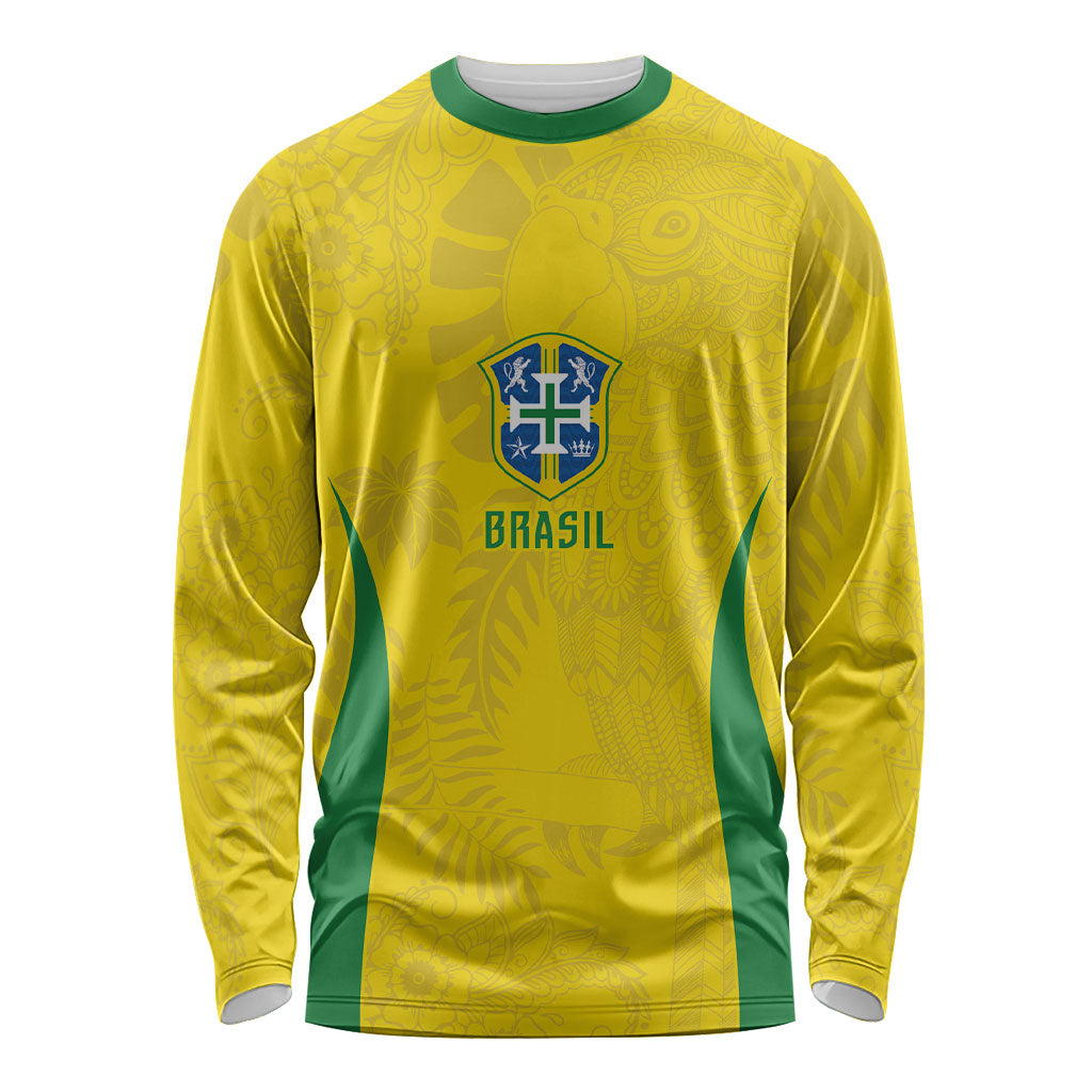 Custom Brasil Concept Parrot Football Long Sleeve Shirt Macaw Bird Floral Tribal Edition 2026