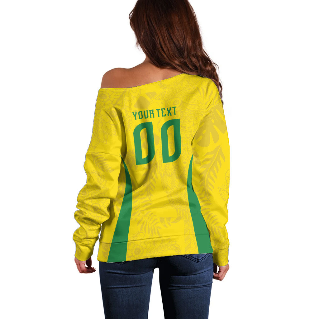 Custom Brasil Concept Parrot Football Off Shoulder Sweater Macaw Bird Floral Tribal Edition 2026