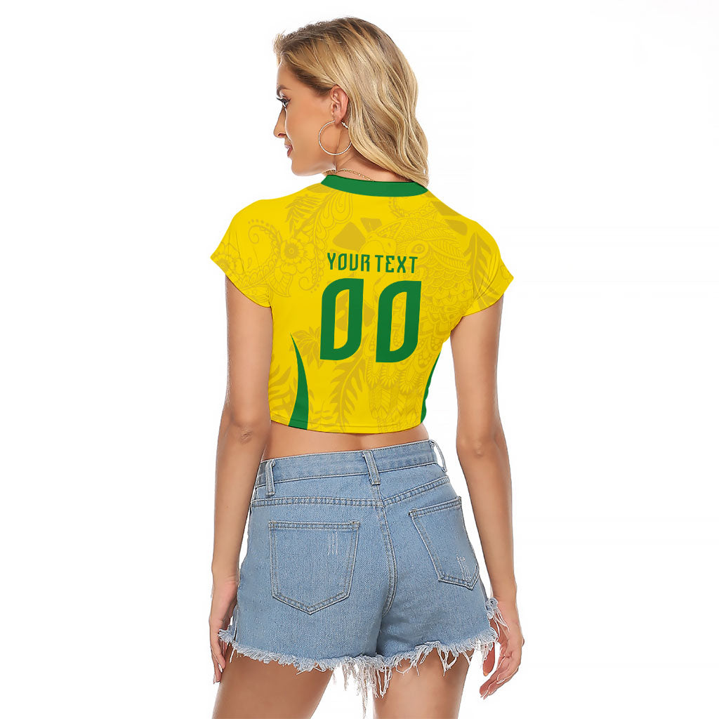 Custom Brasil Concept Parrot Football Raglan Cropped T Shirt Macaw Bird Floral Tribal Edition 2026