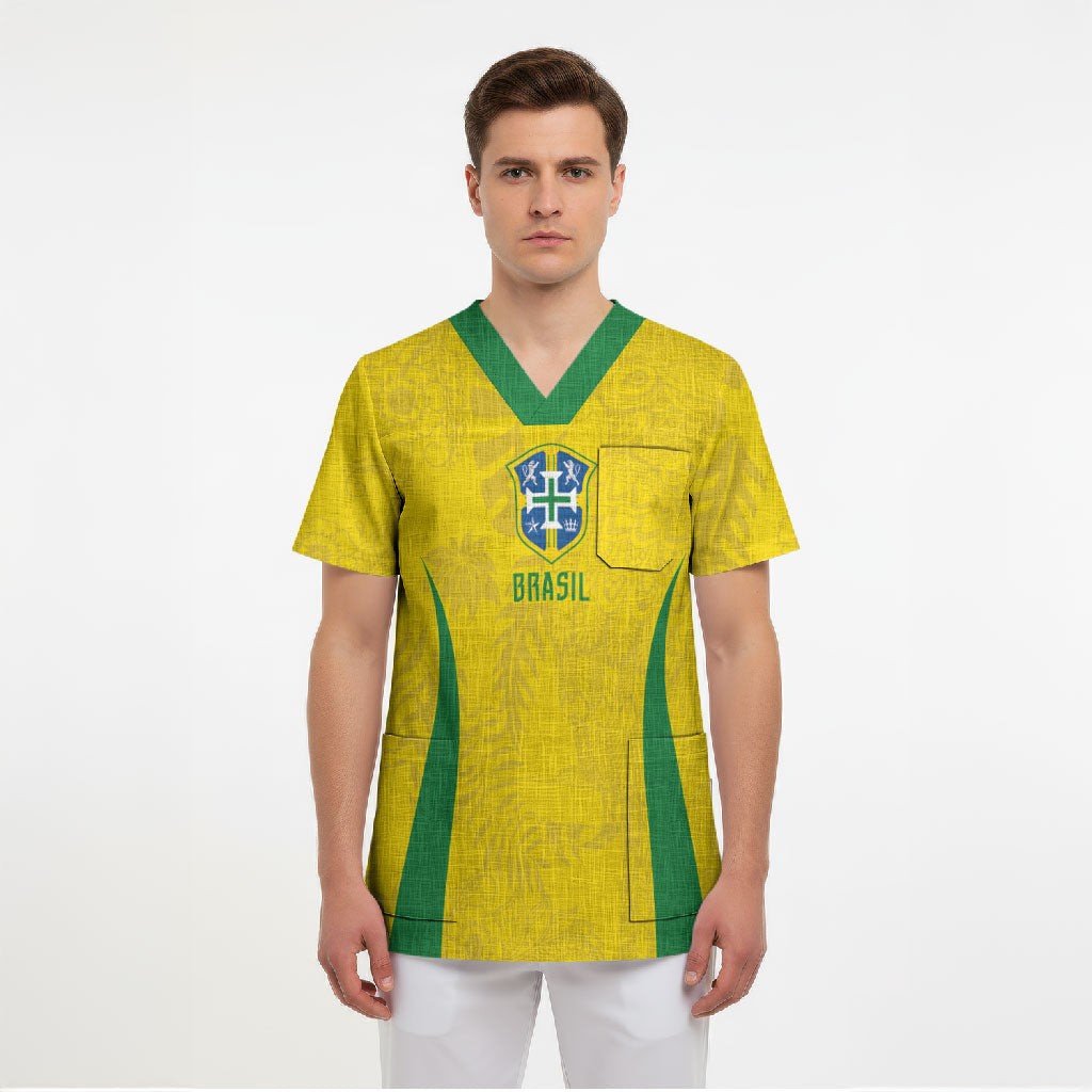 Custom Brasil Concept Parrot Football Scrub Top Macaw Bird Floral Tribal Edition 2026