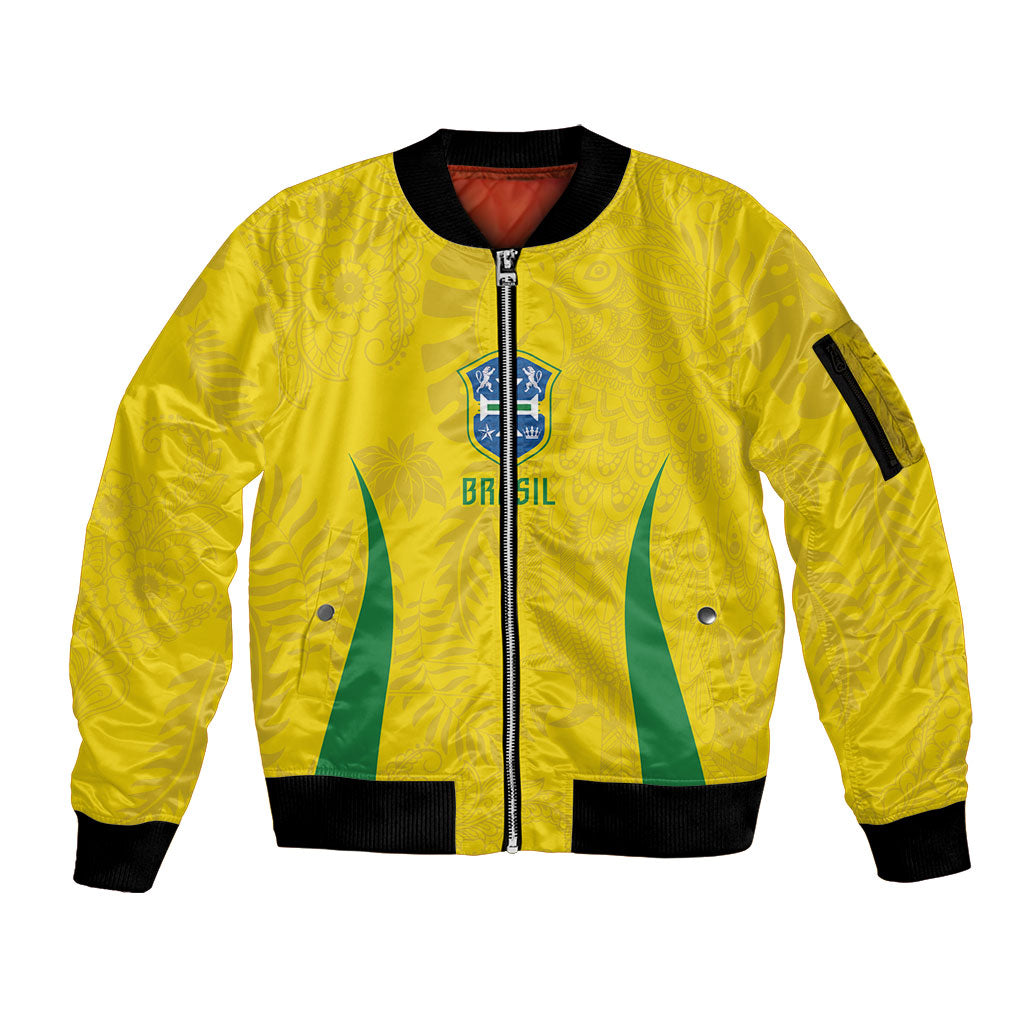 Custom Brasil Concept Parrot Football Sleeve Zip Bomber Jacket Macaw Bird Floral Tribal Edition 2026