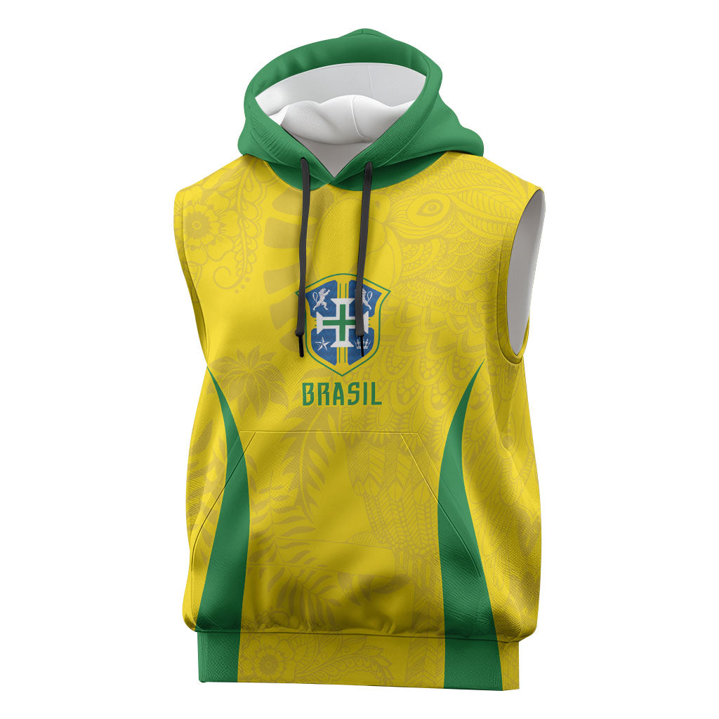 Custom Brasil Concept Parrot Football Sleeveless Hoodie Macaw Bird Floral Tribal Edition 2026