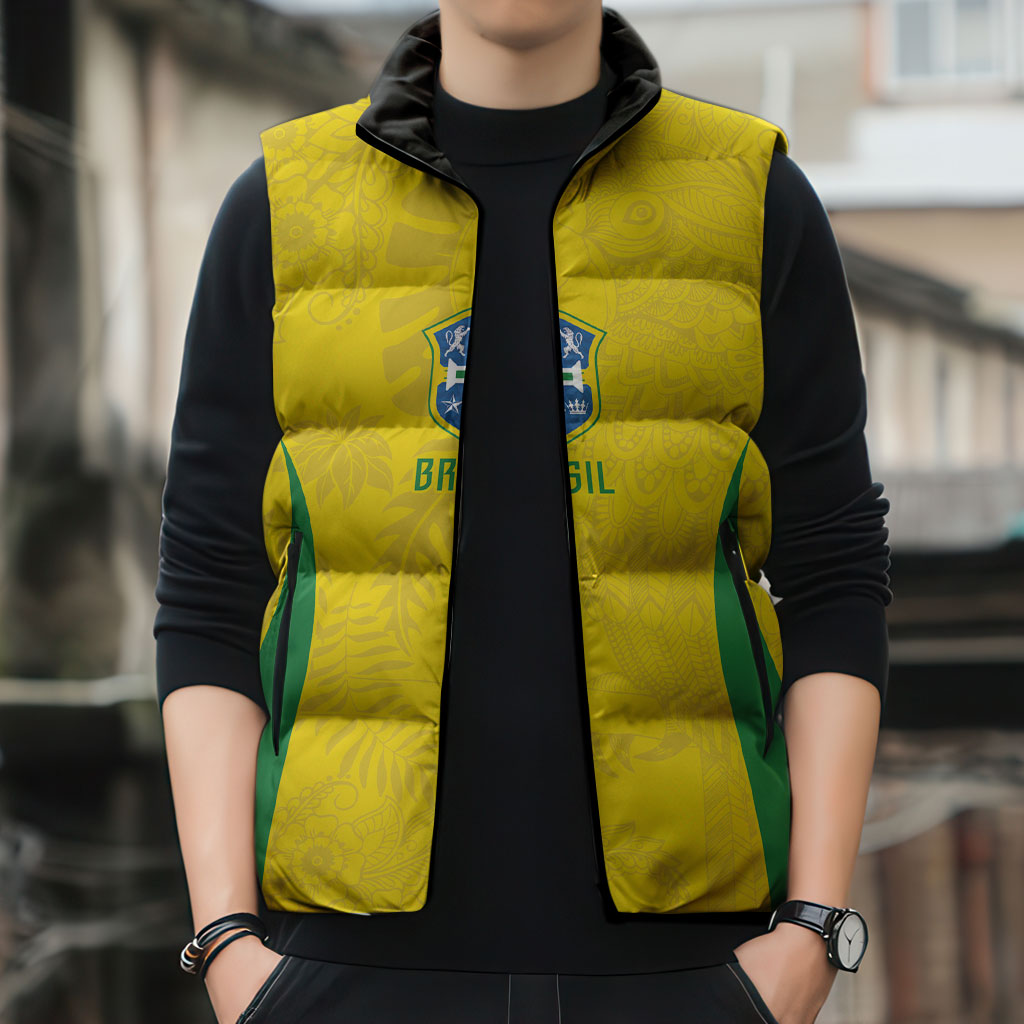 Custom Brasil Concept Parrot Football Sleeveless Puffer Jacket Macaw Bird Floral Tribal Edition 2026