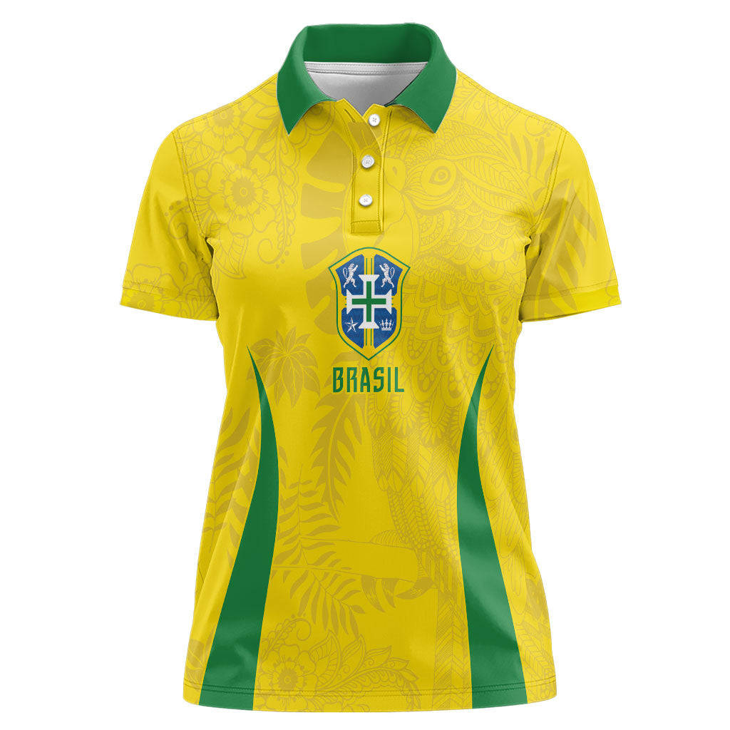 Custom Brasil Concept Parrot Football Women Polo Shirt Macaw Bird Floral Tribal Edition 2026