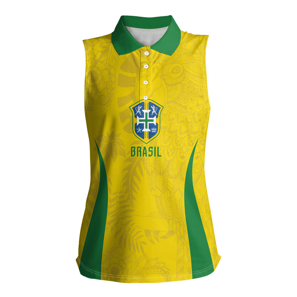Custom Brasil Concept Parrot Football Women Sleeveless Polo Shirt Macaw Bird Floral Tribal Edition 2026