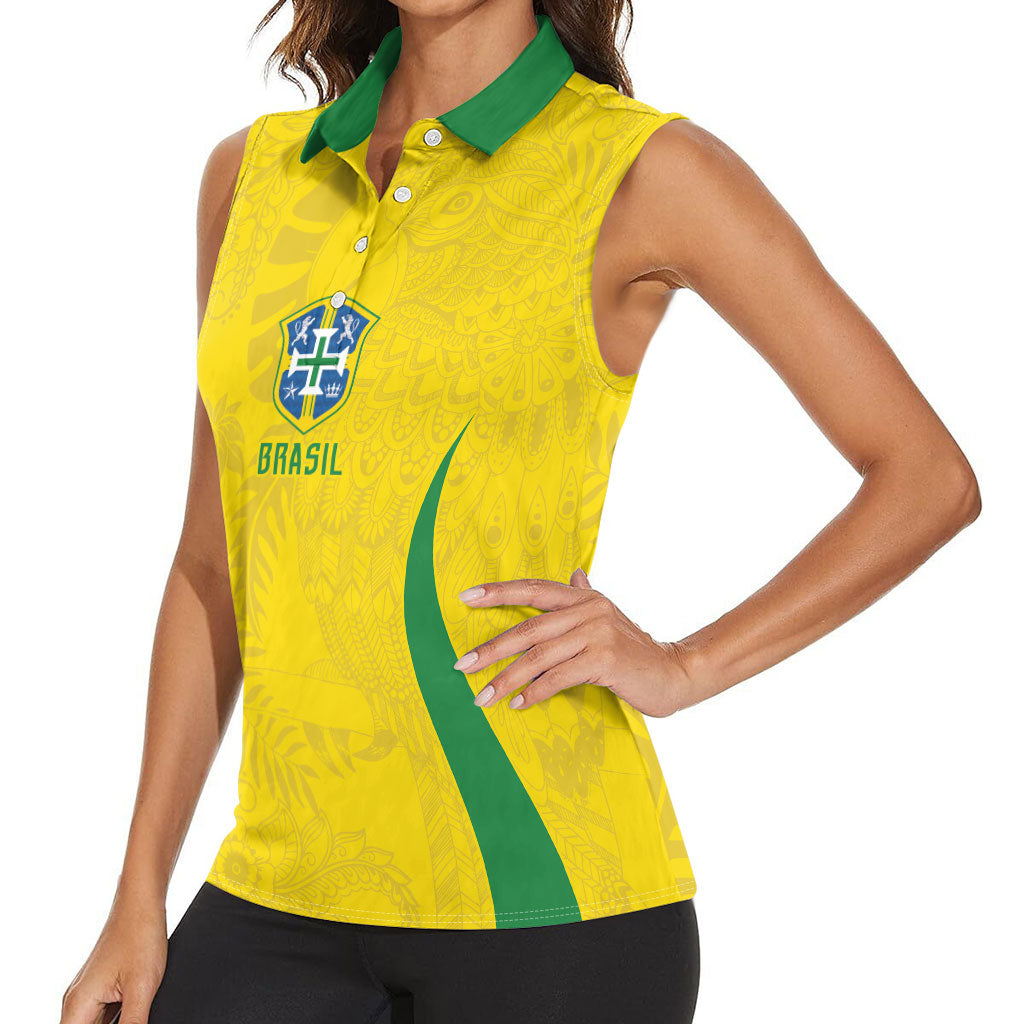 Custom Brasil Concept Parrot Football Women Sleeveless Polo Shirt Macaw Bird Floral Tribal Edition 2026
