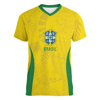 Custom Brasil Concept Parrot Football Women V-Neck T-Shirt Macaw Bird Floral Tribal Edition 2026