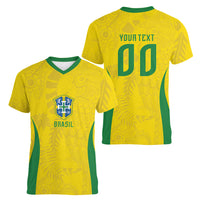 Custom Brasil Concept Parrot Football Women V-Neck T-Shirt Macaw Bird Floral Tribal Edition 2026