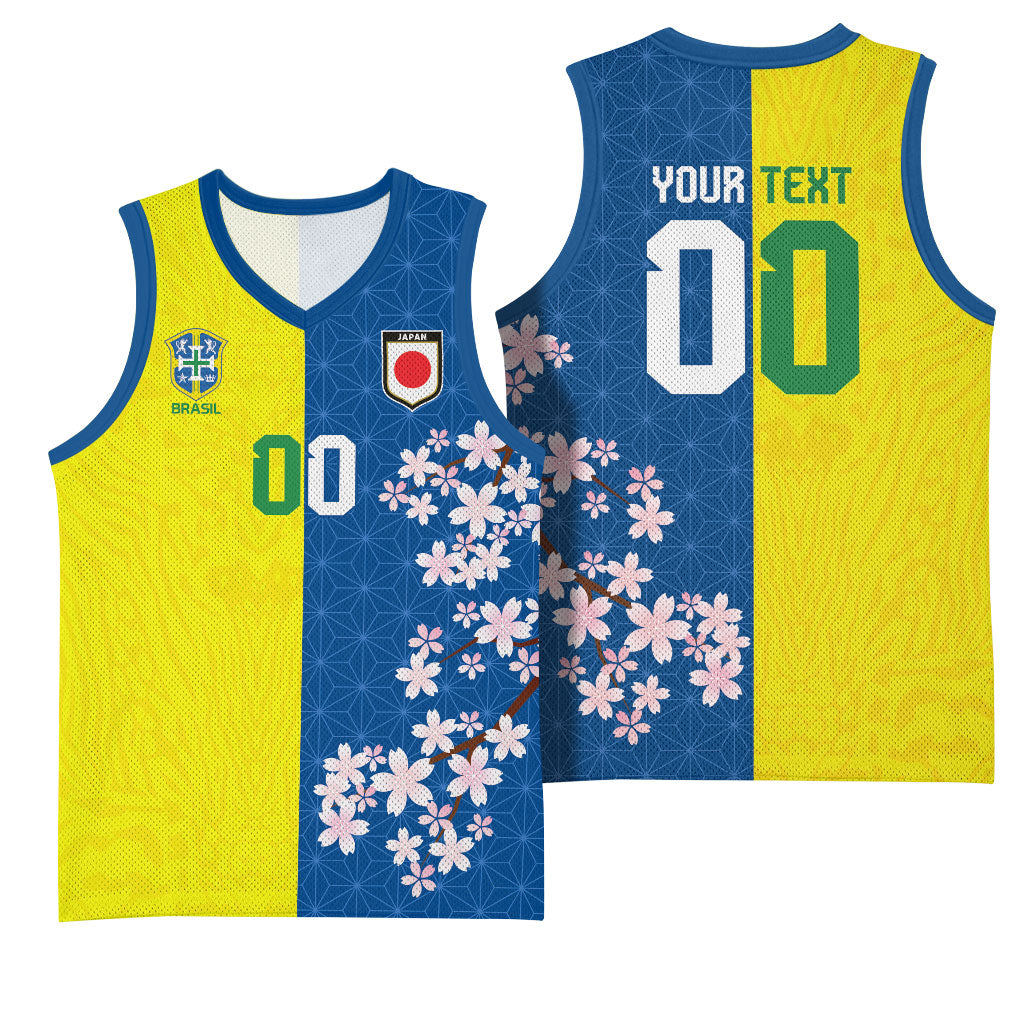 Custom Brazil Japan Football Basketball Jersey Cultural Fusion Heritage