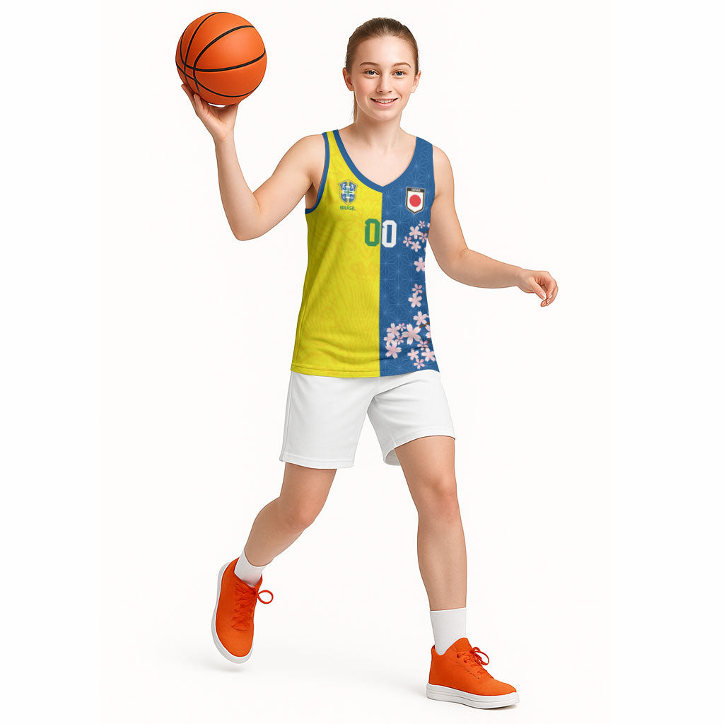 Custom Brazil Japan Football Basketball Jersey Cultural Fusion Heritage