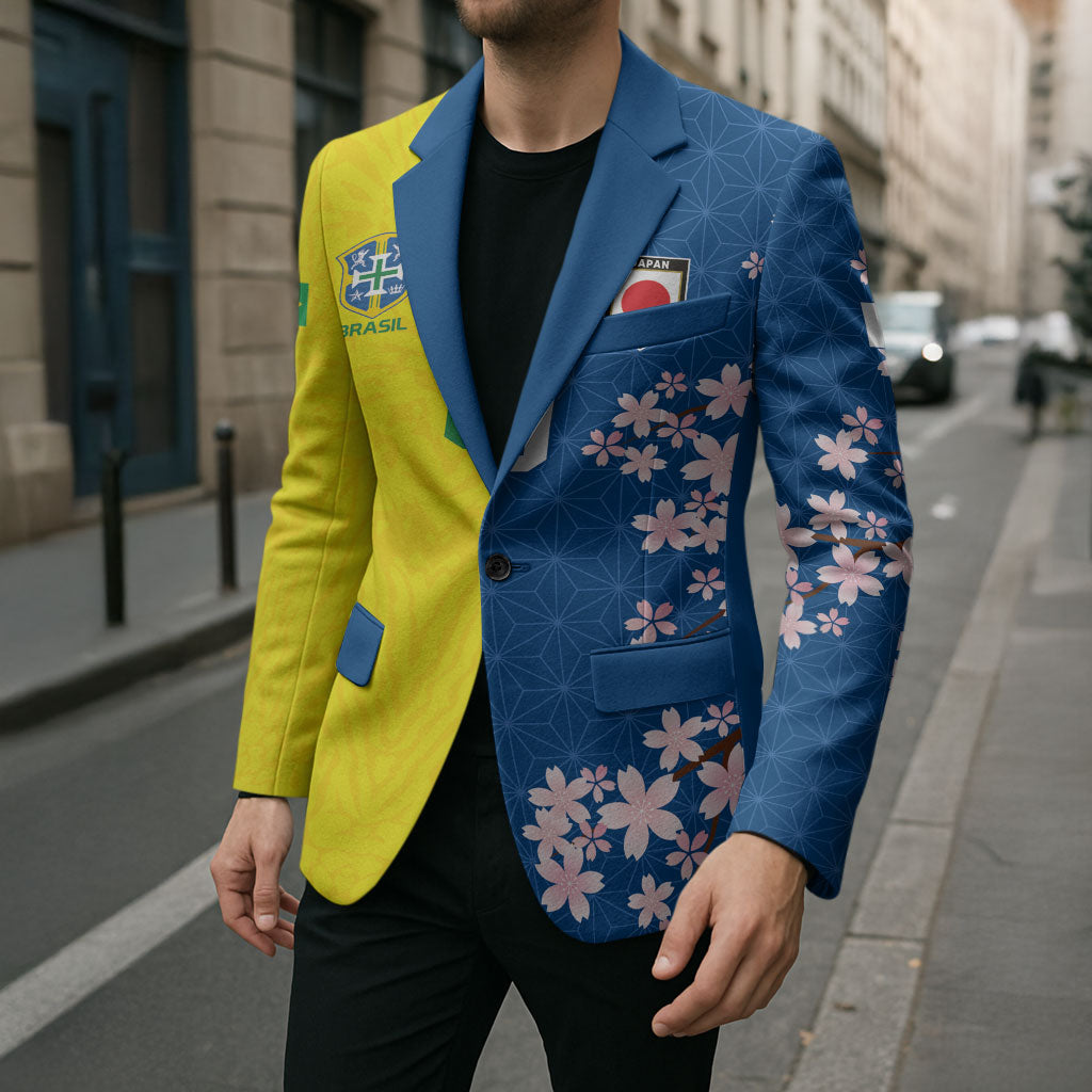 Custom Brazil Japan Football Blazer Cultural Fusion Heritage
