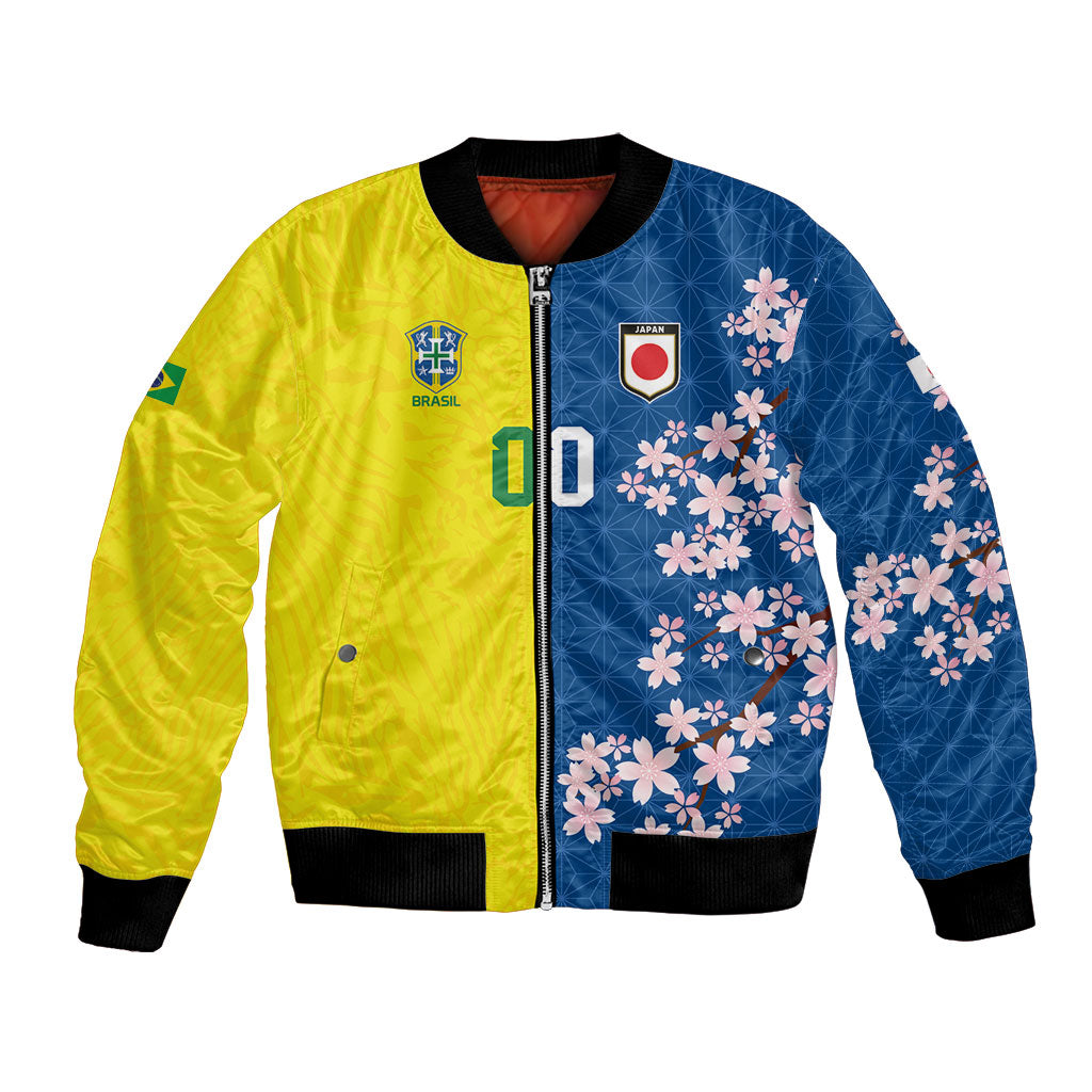 Custom Brazil Japan Football Bomber Jacket Cultural Fusion Heritage