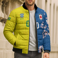 Custom Brazil Japan Football Bomber Puffer Jacket Cultural Fusion Heritage