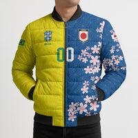 Custom Brazil Japan Football Bomber Puffer Jacket Cultural Fusion Heritage