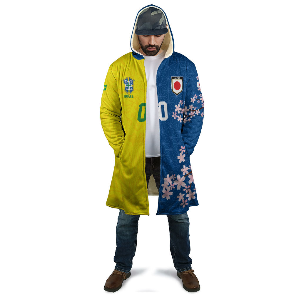 Custom Brazil Japan Football Cloak Cultural Fusion Heritage