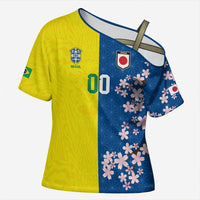 Custom Brazil Japan Football Cross Shoulder Shirt Cultural Fusion Heritage