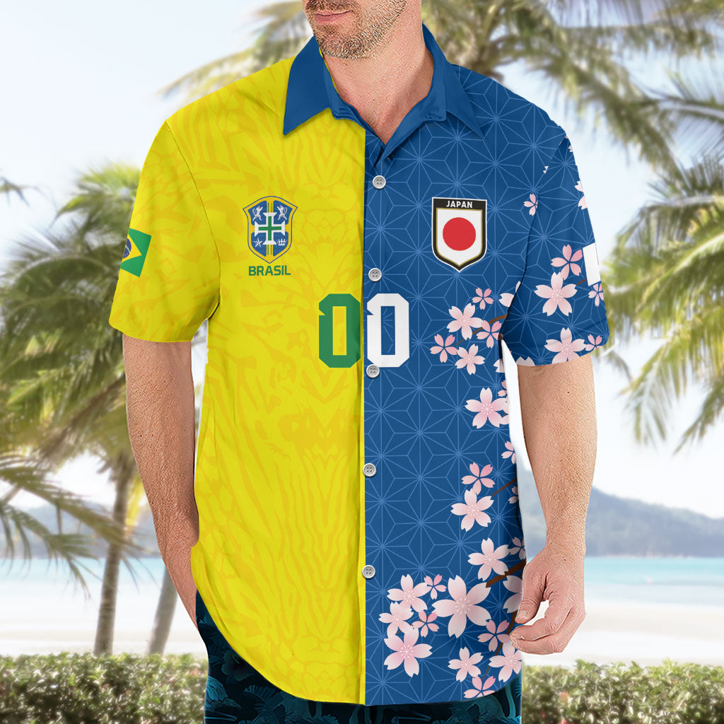 Custom Brazil Japan Football Hawaiian Shirt Cultural Fusion Heritage