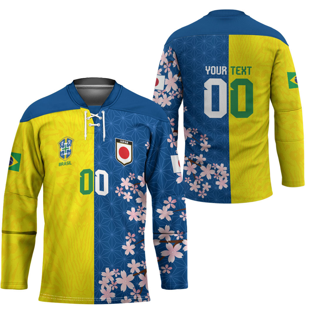 Custom Brazil Japan Football Hockey Jersey Cultural Fusion Heritage