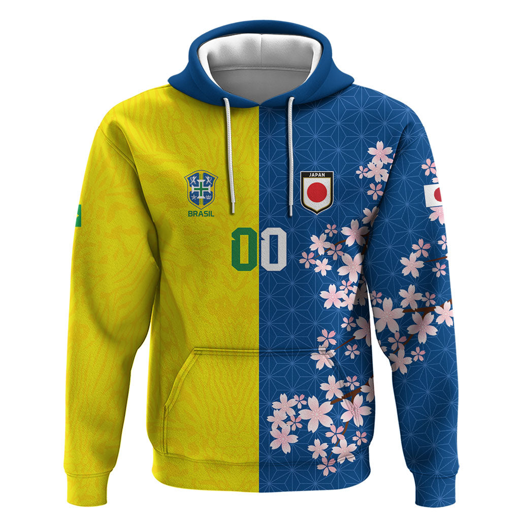 Custom Brazil Japan Football Hoodie Cultural Fusion Heritage
