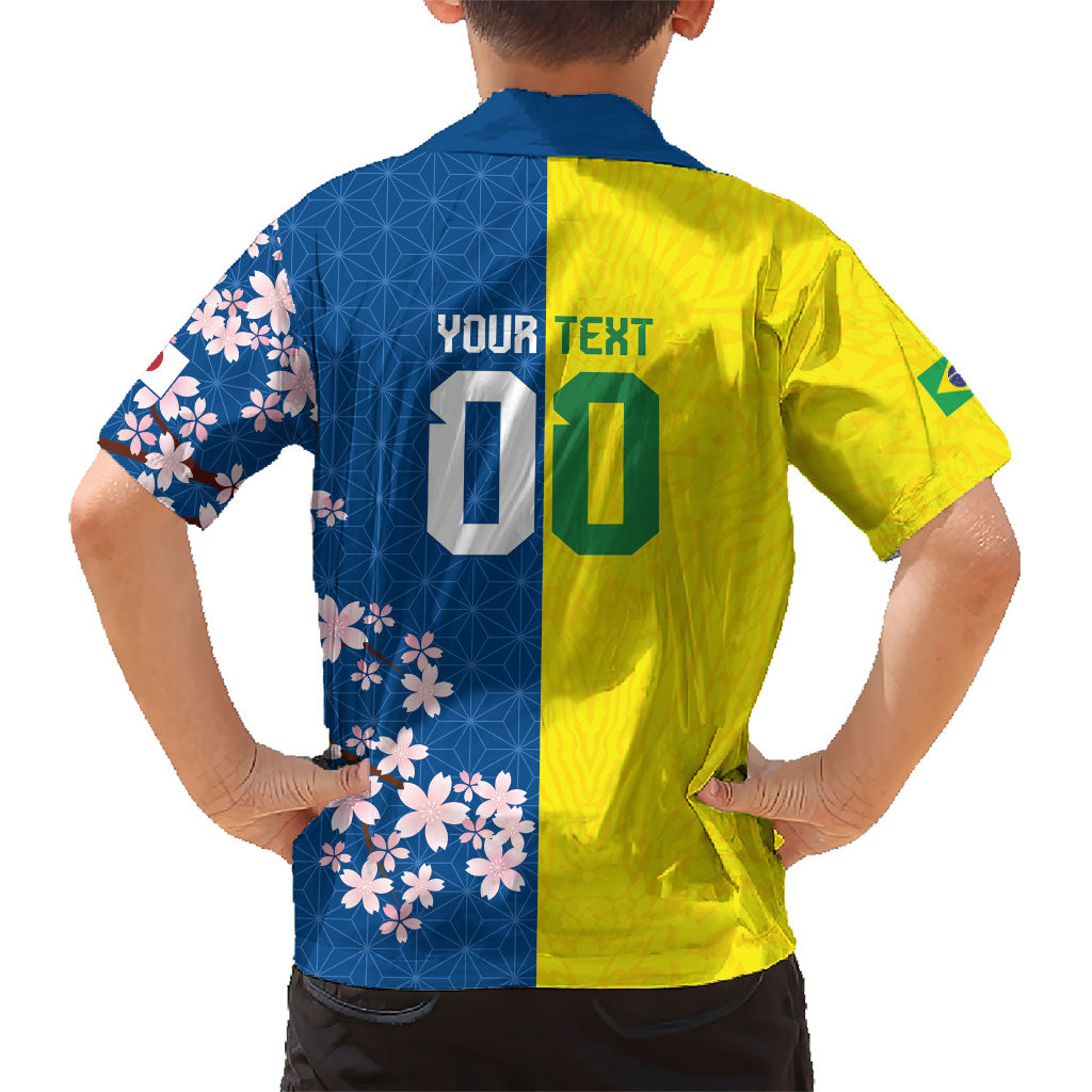 Custom Brazil Japan Football Kid Hawaiian Shirt Cultural Fusion Heritage