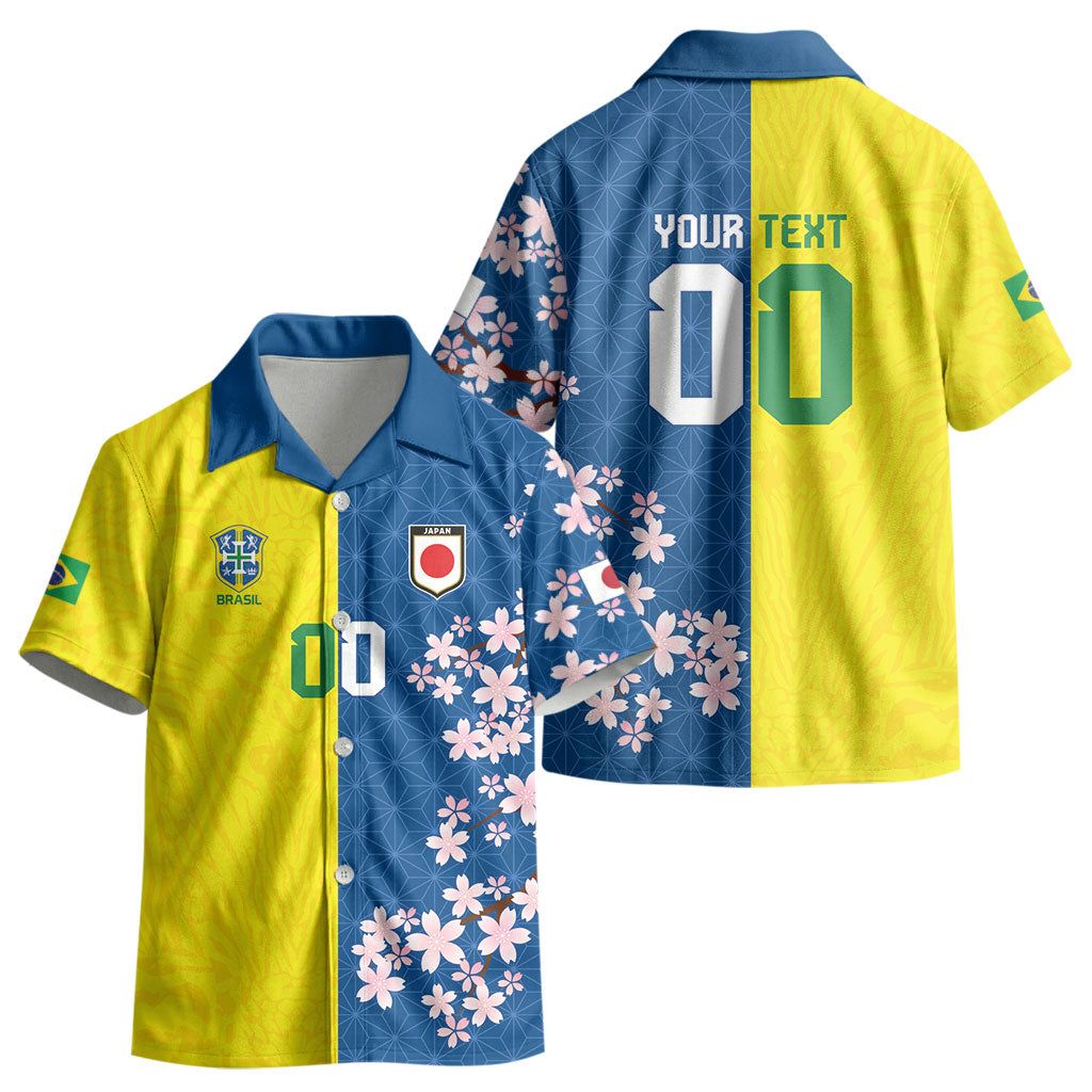 Custom Brazil Japan Football Kid Hawaiian Shirt Cultural Fusion Heritage LT9