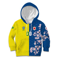 Custom Brazil Japan Football Kid Hoodie Cultural Fusion Heritage