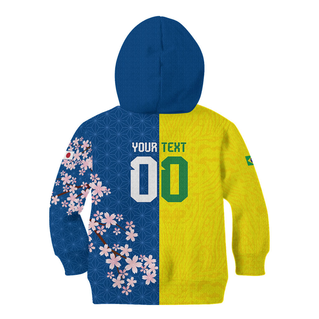 Custom Brazil Japan Football Kid Hoodie Cultural Fusion Heritage