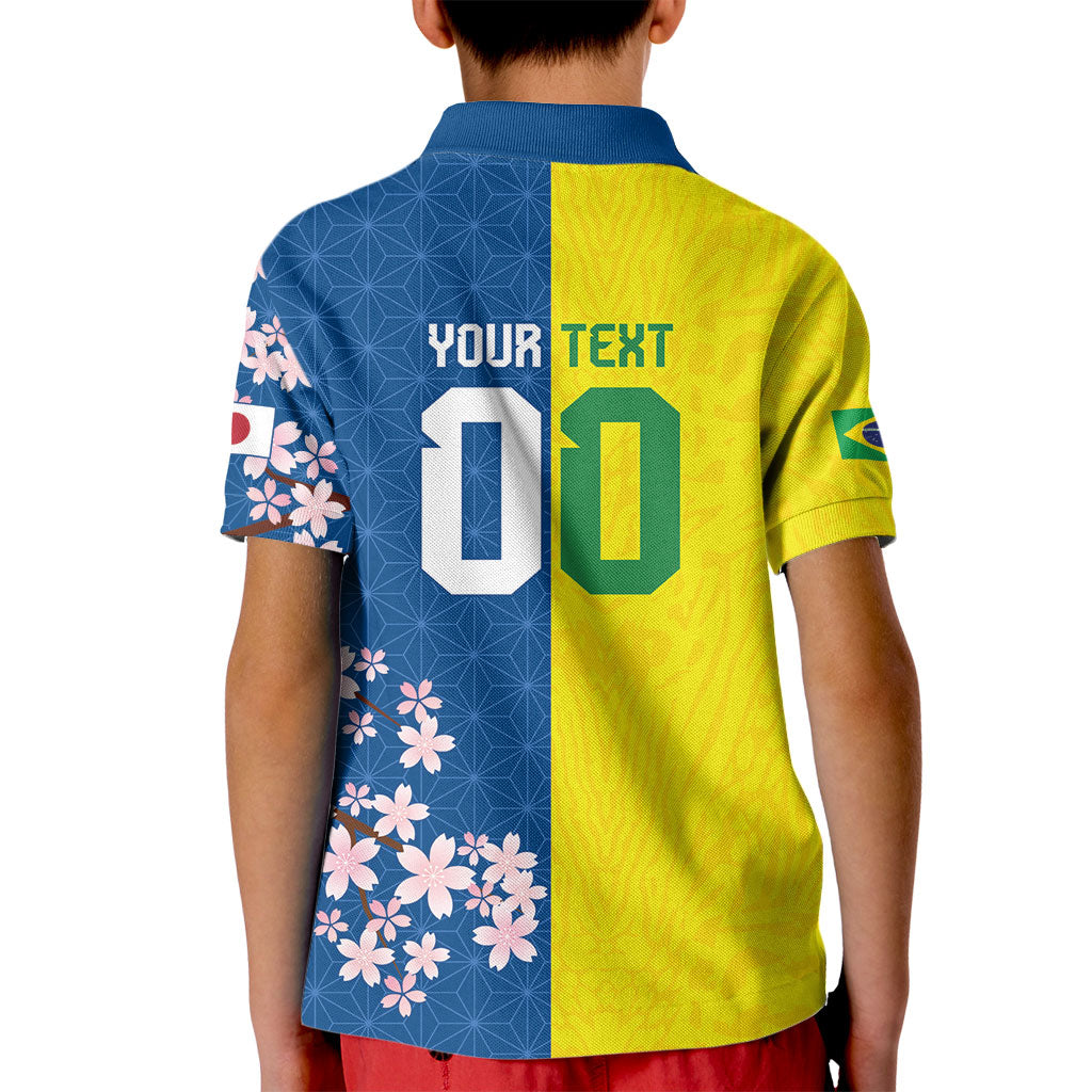 Custom Brazil Japan Football Kid Polo Shirt Cultural Fusion Heritage