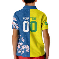 Custom Brazil Japan Football Kid Polo Shirt Cultural Fusion Heritage