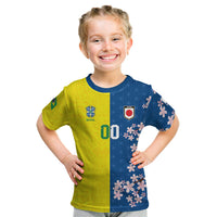 Custom Brazil Japan Football Kid T Shirt Cultural Fusion Heritage