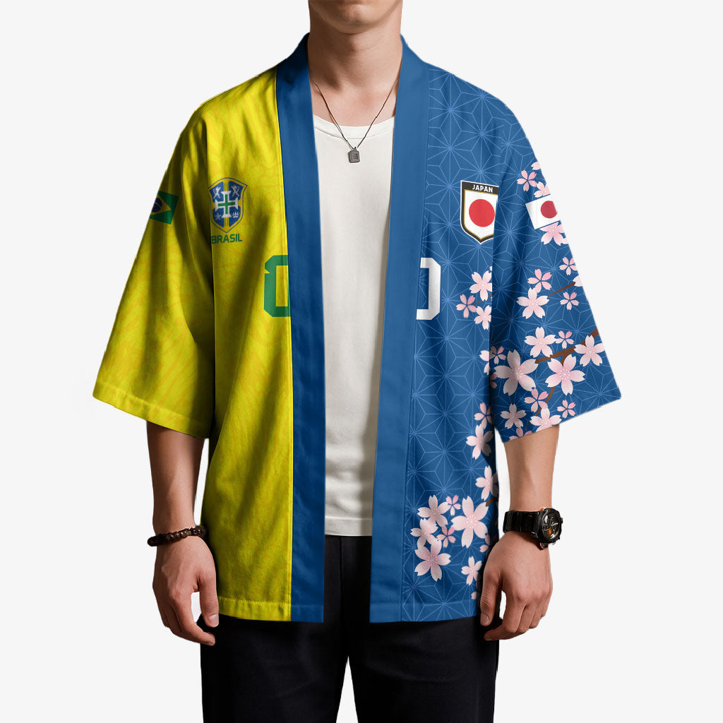 Custom Brazil Japan Football Kimono Cultural Fusion Heritage