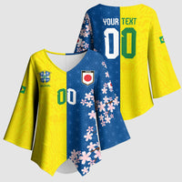 Custom Brazil Japan Football Kimono Sleeve Blouse Cultural Fusion Heritage