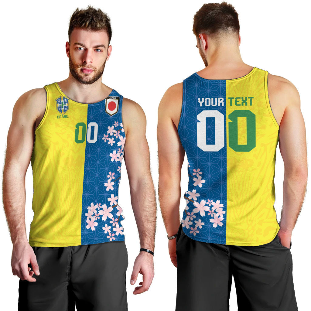Custom Brazil Japan Football Men Tank Top Cultural Fusion Heritage