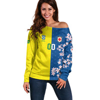 Custom Brazil Japan Football Off Shoulder Sweater Cultural Fusion Heritage