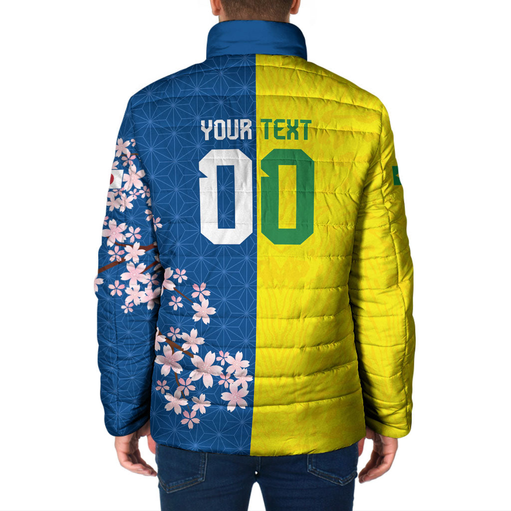 Custom Brazil Japan Football Padded Jacket Cultural Fusion Heritage
