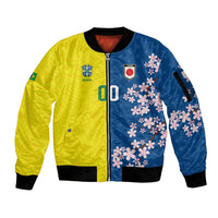 Custom Brazil Japan Football Sleeve Zip Bomber Jacket Cultural Fusion Heritage