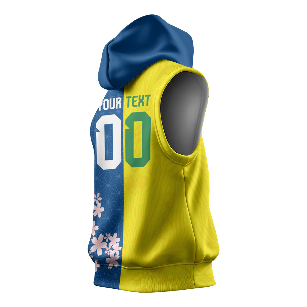 Custom Brazil Japan Football Sleeveless Hoodie Cultural Fusion Heritage