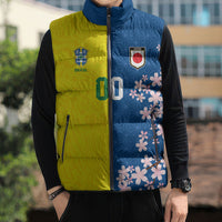 Custom Brazil Japan Football Sleeveless Puffer Jacket Cultural Fusion Heritage