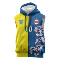 Custom Brazil Japan Football Sleeveless Zip Hoodie Cultural Fusion Heritage