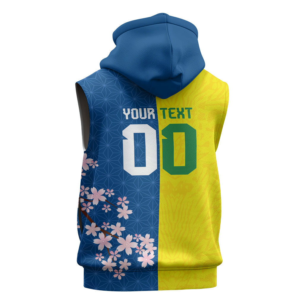 Custom Brazil Japan Football Sleeveless Zip Hoodie Cultural Fusion Heritage