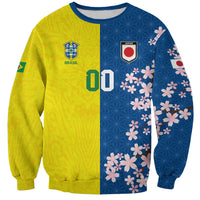 Custom Brazil Japan Football Sweatshirt Cultural Fusion Heritage