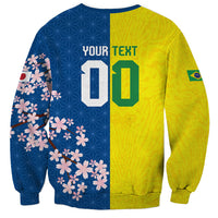 Custom Brazil Japan Football Sweatshirt Cultural Fusion Heritage