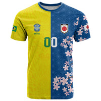 Custom Brazil Japan Football T Shirt Cultural Fusion Heritage
