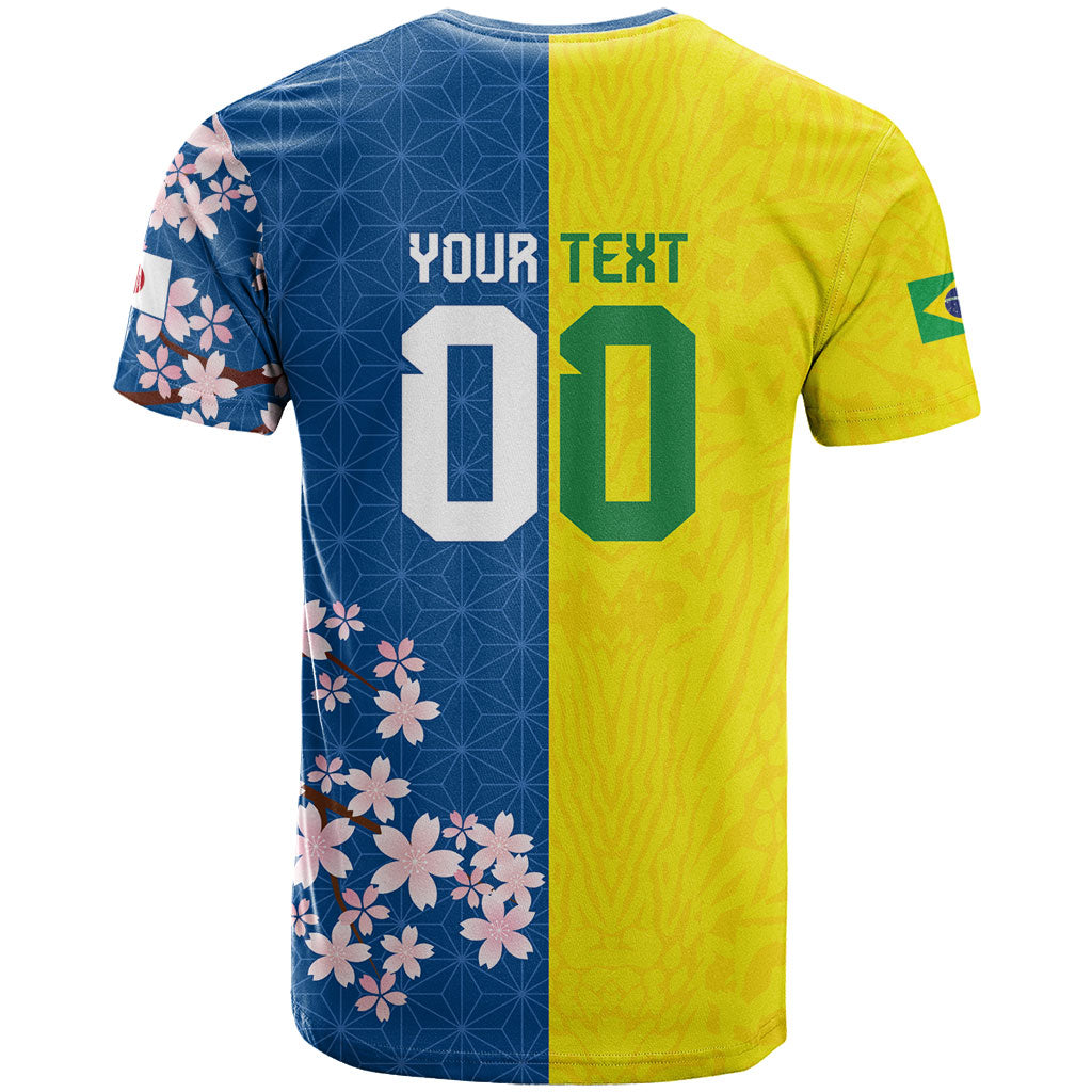 Custom Brazil Japan Football T Shirt Cultural Fusion Heritage