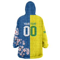 Custom Brazil Japan Football Wearable Blanket Hoodie Cultural Fusion Heritage