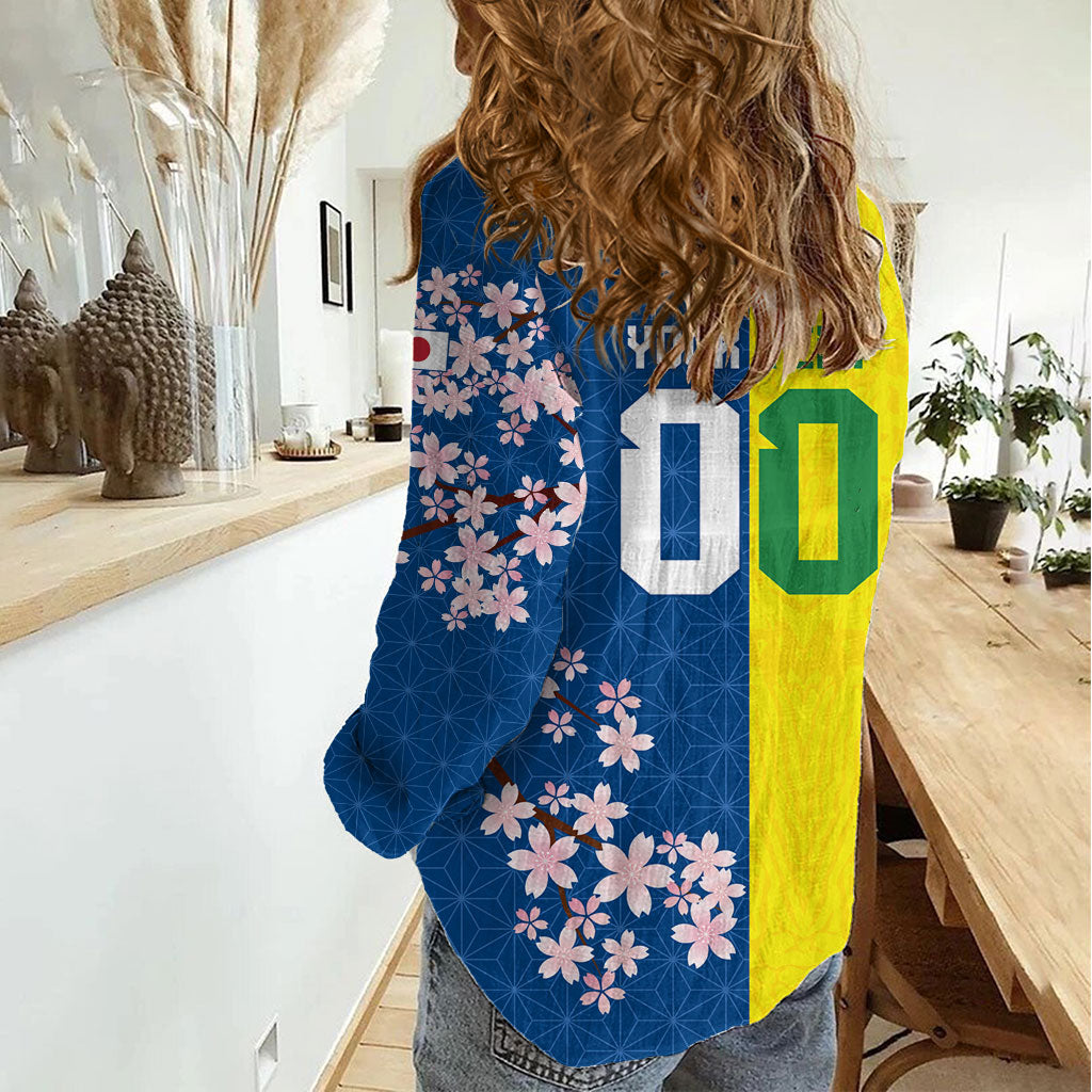 Custom Brazil Japan Football Women Casual Shirt Cultural Fusion Heritage