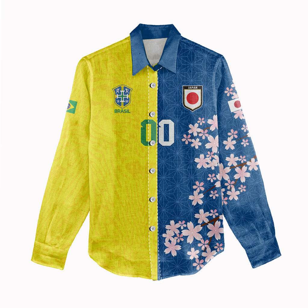 Custom Brazil Japan Football Women Casual Shirt Cultural Fusion Heritage