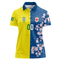 Custom Brazil Japan Football Women Polo Shirt Cultural Fusion Heritage